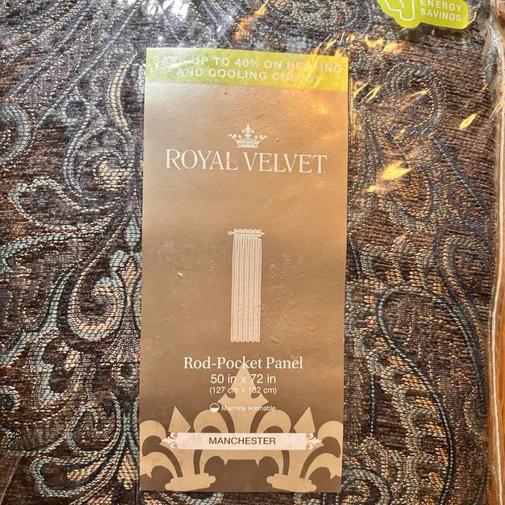 Royal Velvet Manchester Rod Pocket Curtain Panel 50x72 Fine Chocolate Multi